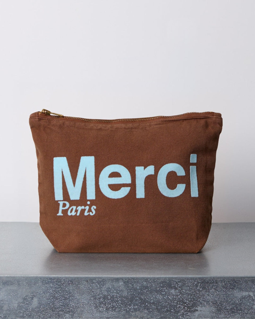 Merci - Cotton pouch - Brown & Blue