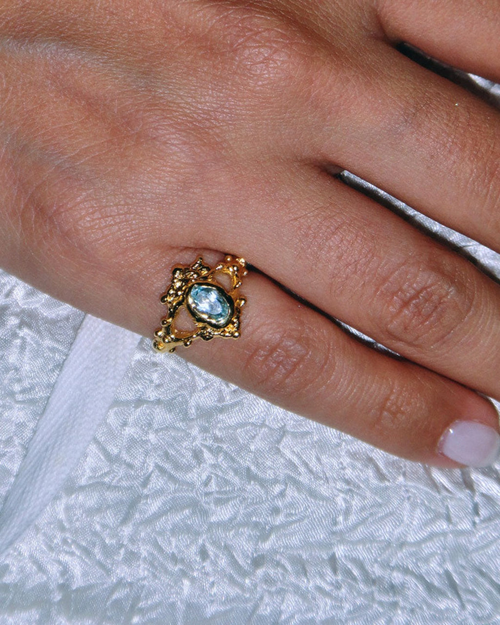 Sofia Rocha - Sol De Mar Ring - Gold & Light Blue