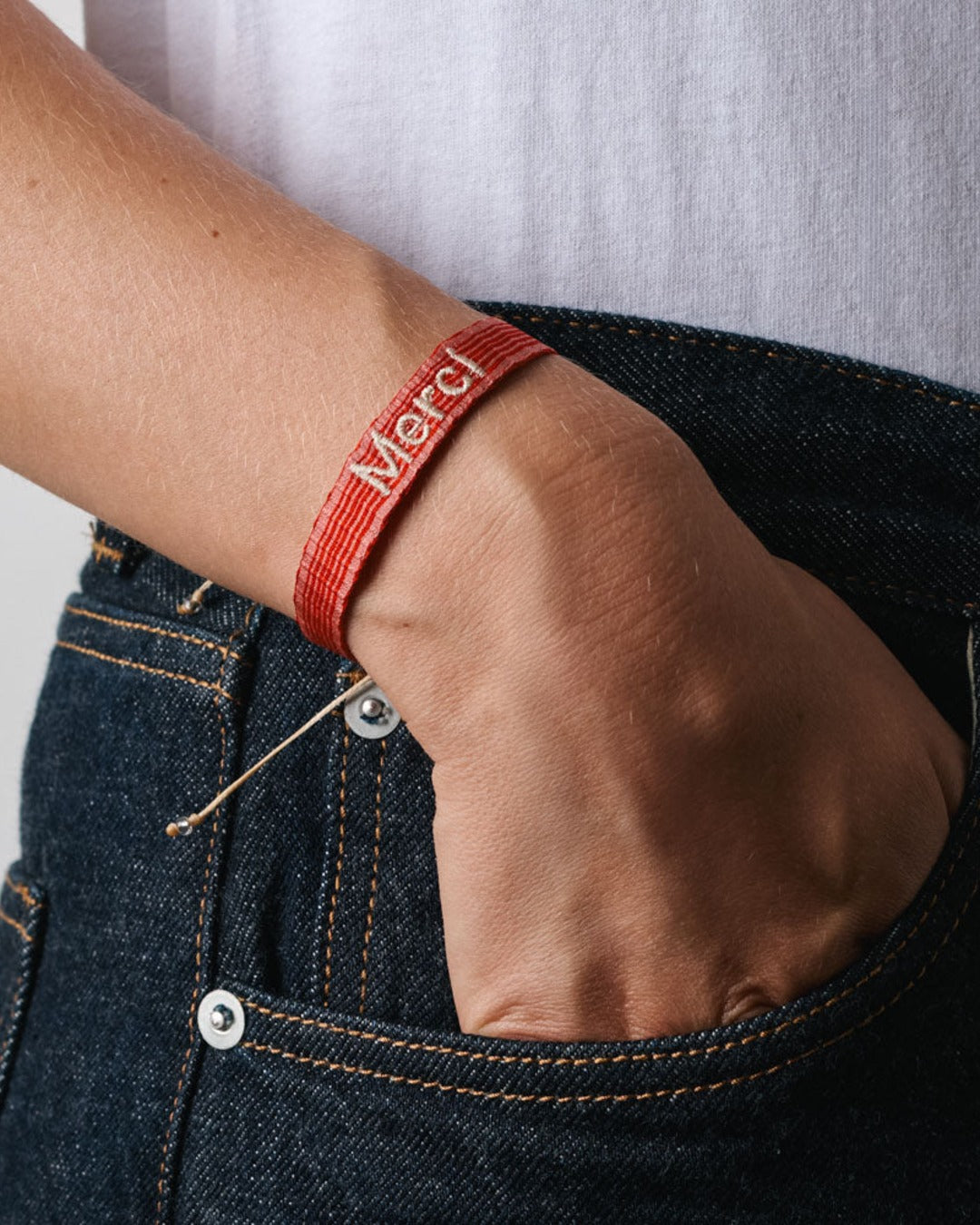 Merci x Guanabana - Bracelet Rayures - Rouge