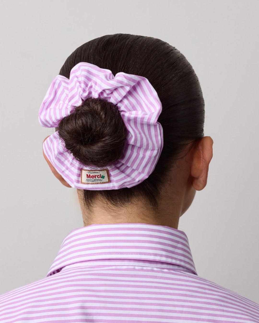 Merci - Chouchou Scrunchie - Rayures Mauve