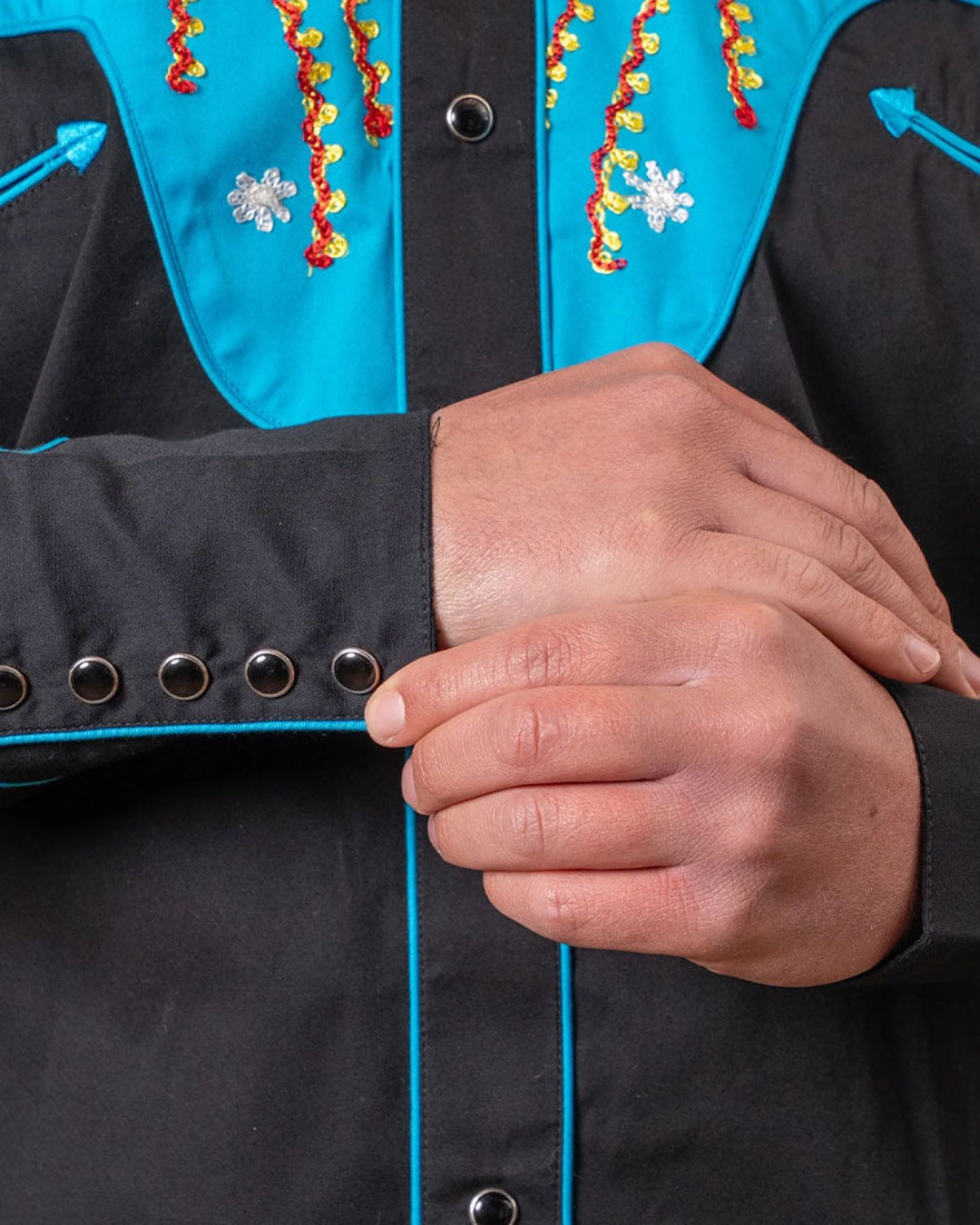 Rockmount - Space Cowboy Shirt - Black & Turquoise