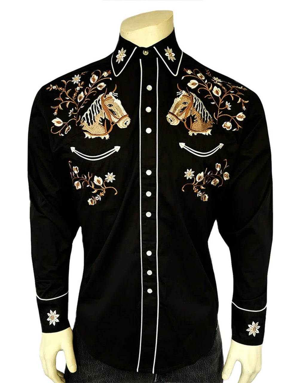 Rockmount - Horsehead Floral Western Shirt - Black