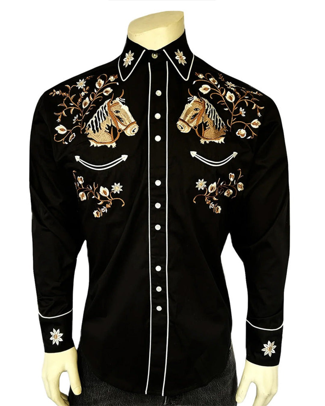 Rockmount - Horsehead Floral Western Shirt - Black