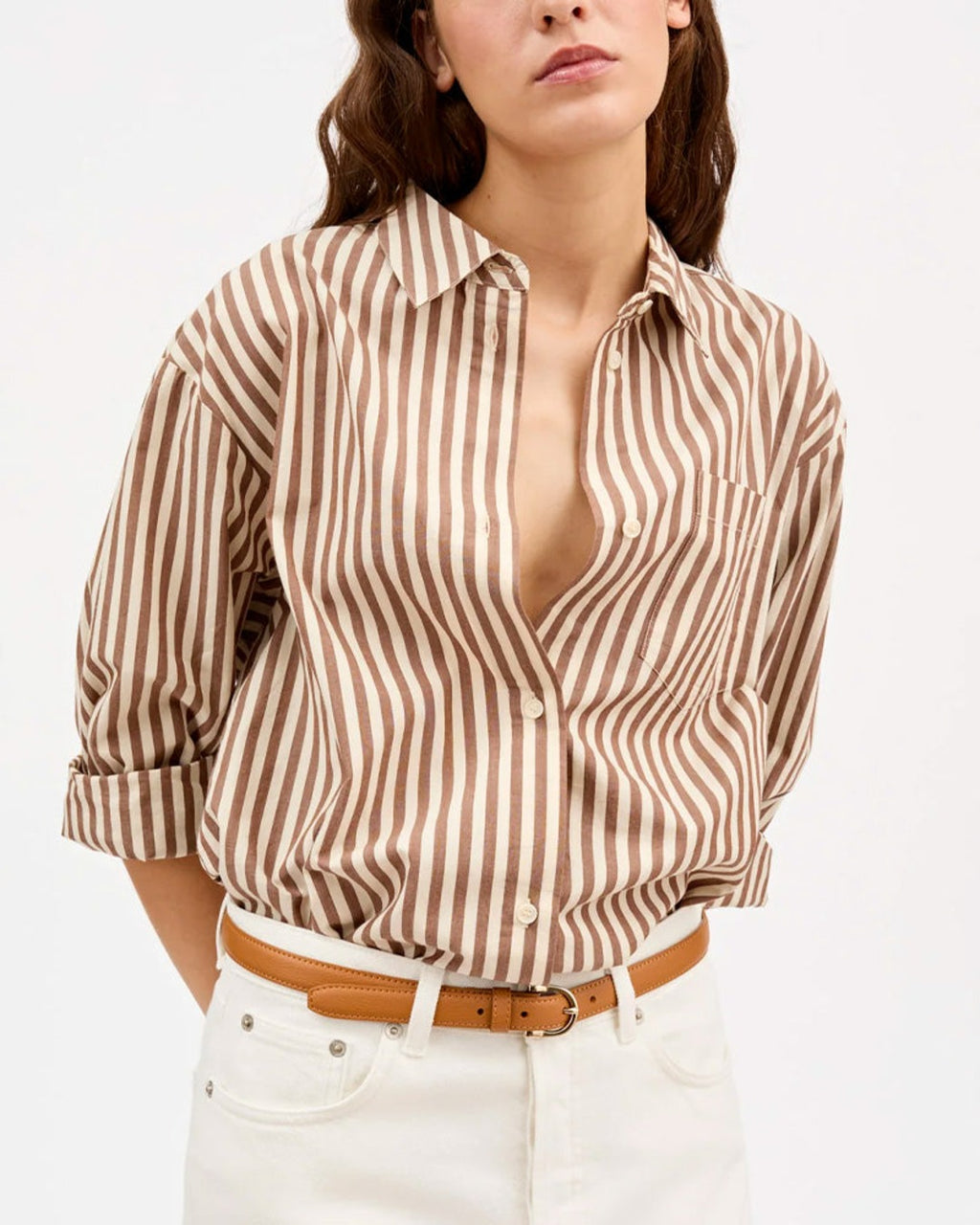 Skall Studio - Edgar Shirt - Brown and Ecru