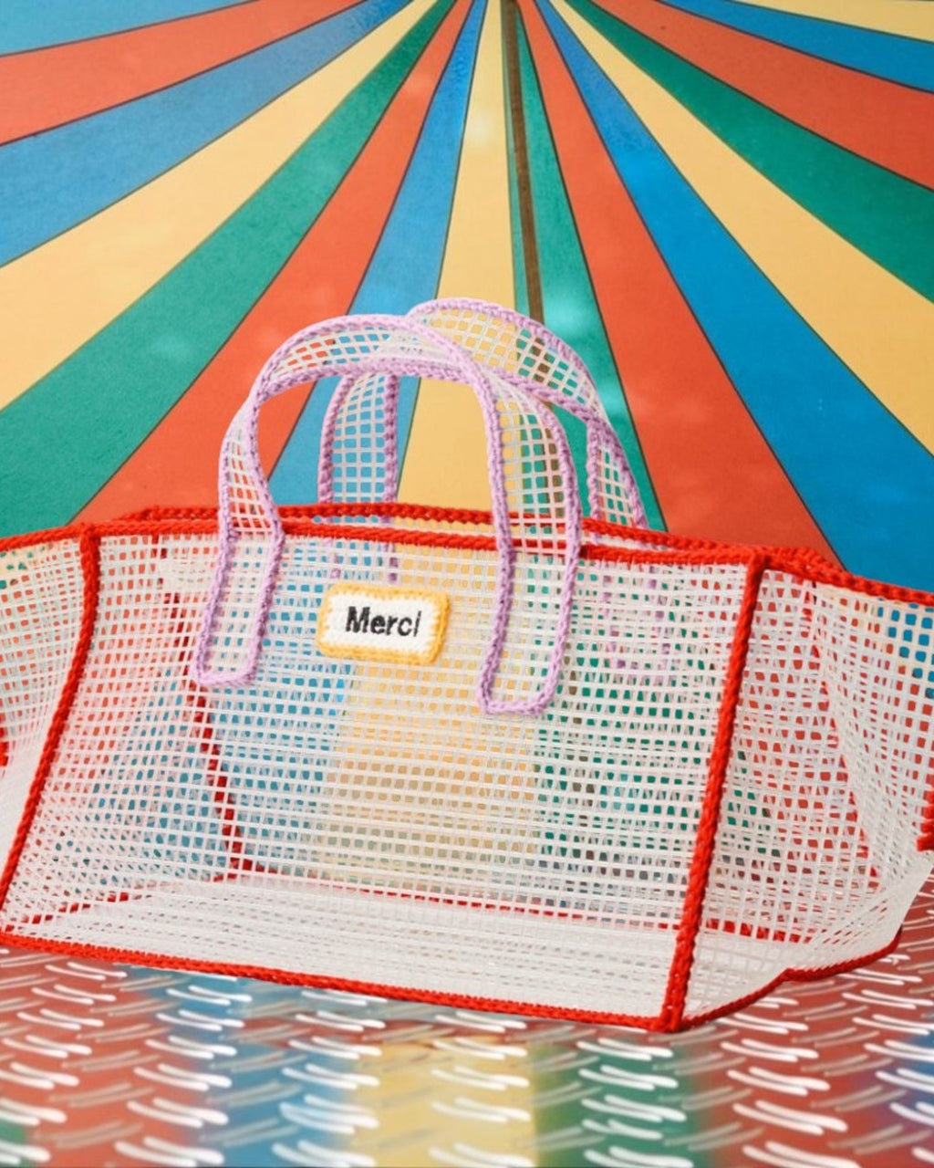 Merci x Mimi Salon - Mimi Salon x Merci - Basket Bag L - Red & Purple