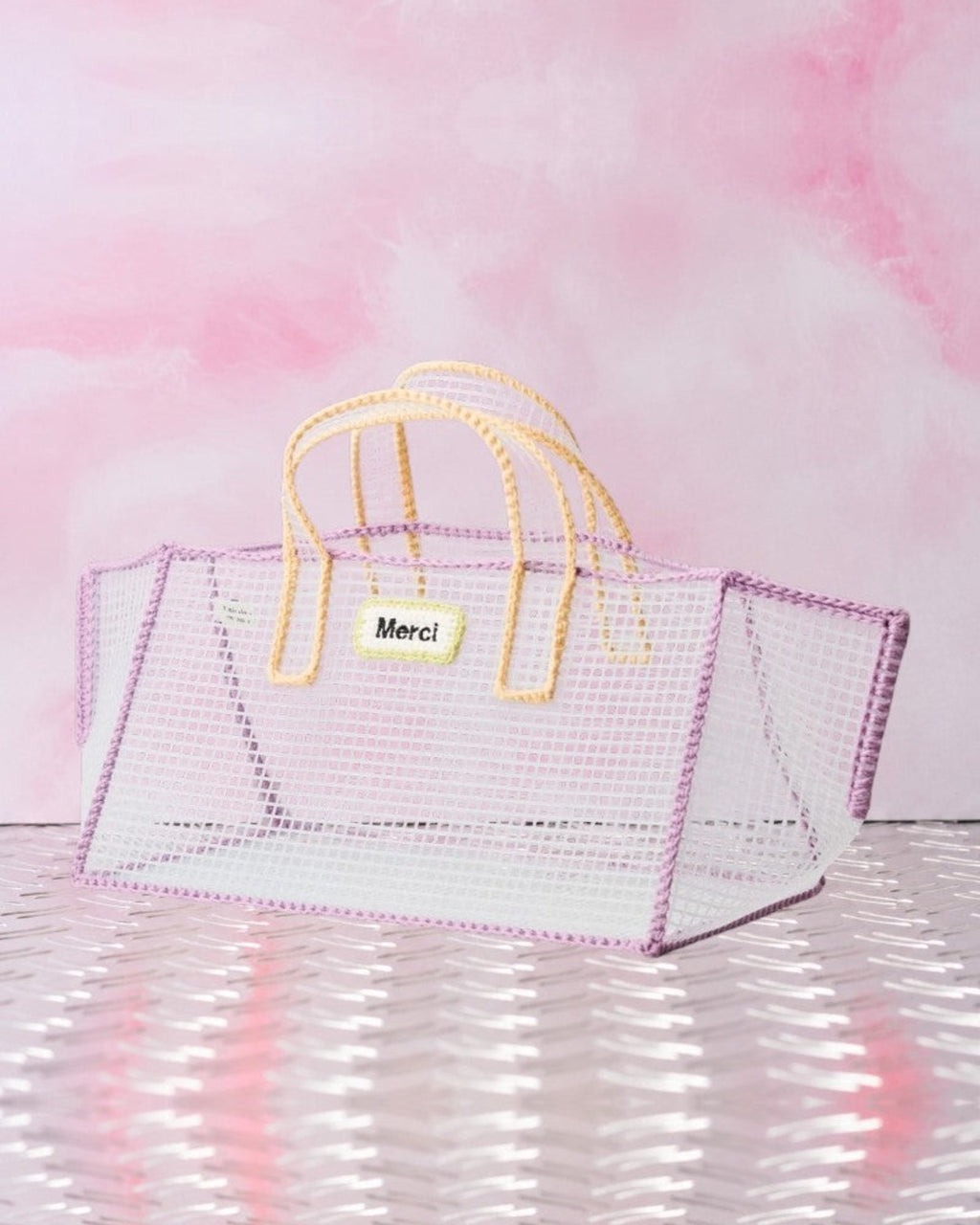 Merci x Mimi Salon - Sac Panier L - Violet & Jaune