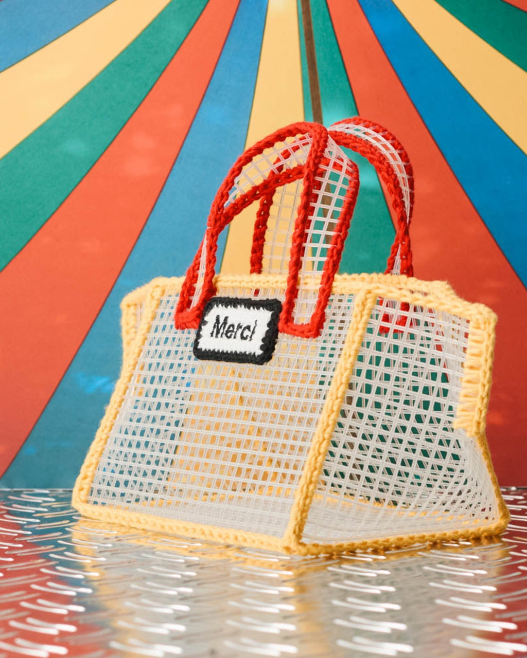 Merci x Mimi Salon - Sac Panier Xs - Jaune & Rouge