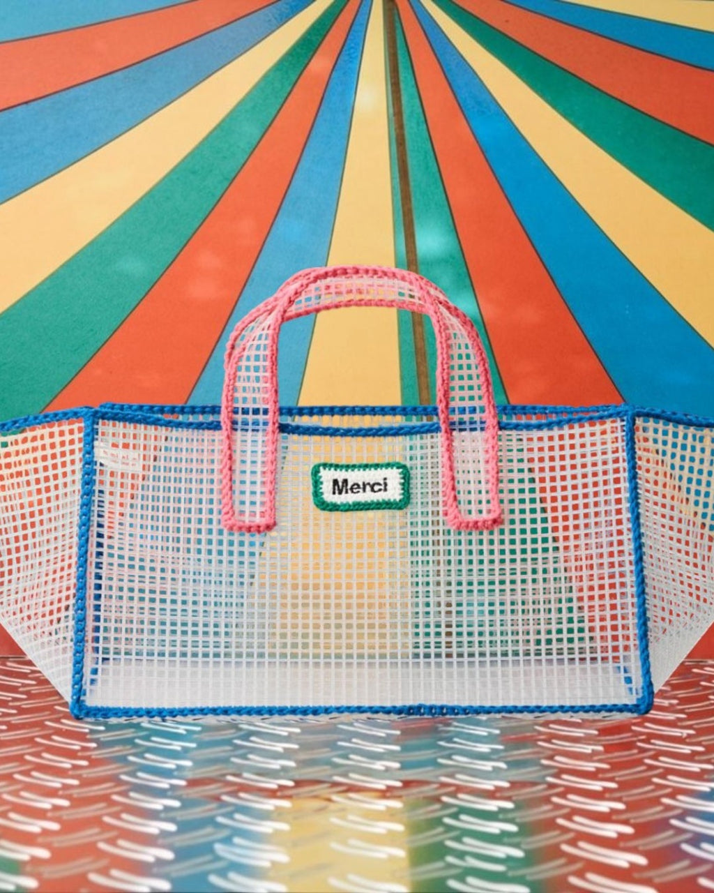 Merci x Mimi Salon - Mimi Salon x Merci - Basket Bag L - Blue & Pink