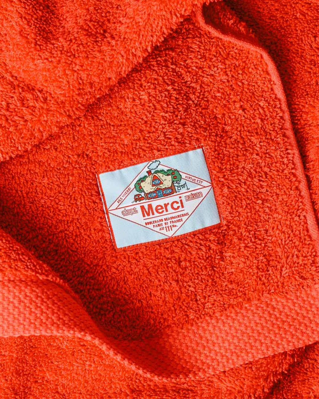 Merci - Serviette De Bain En Éponge - Rouge Soir