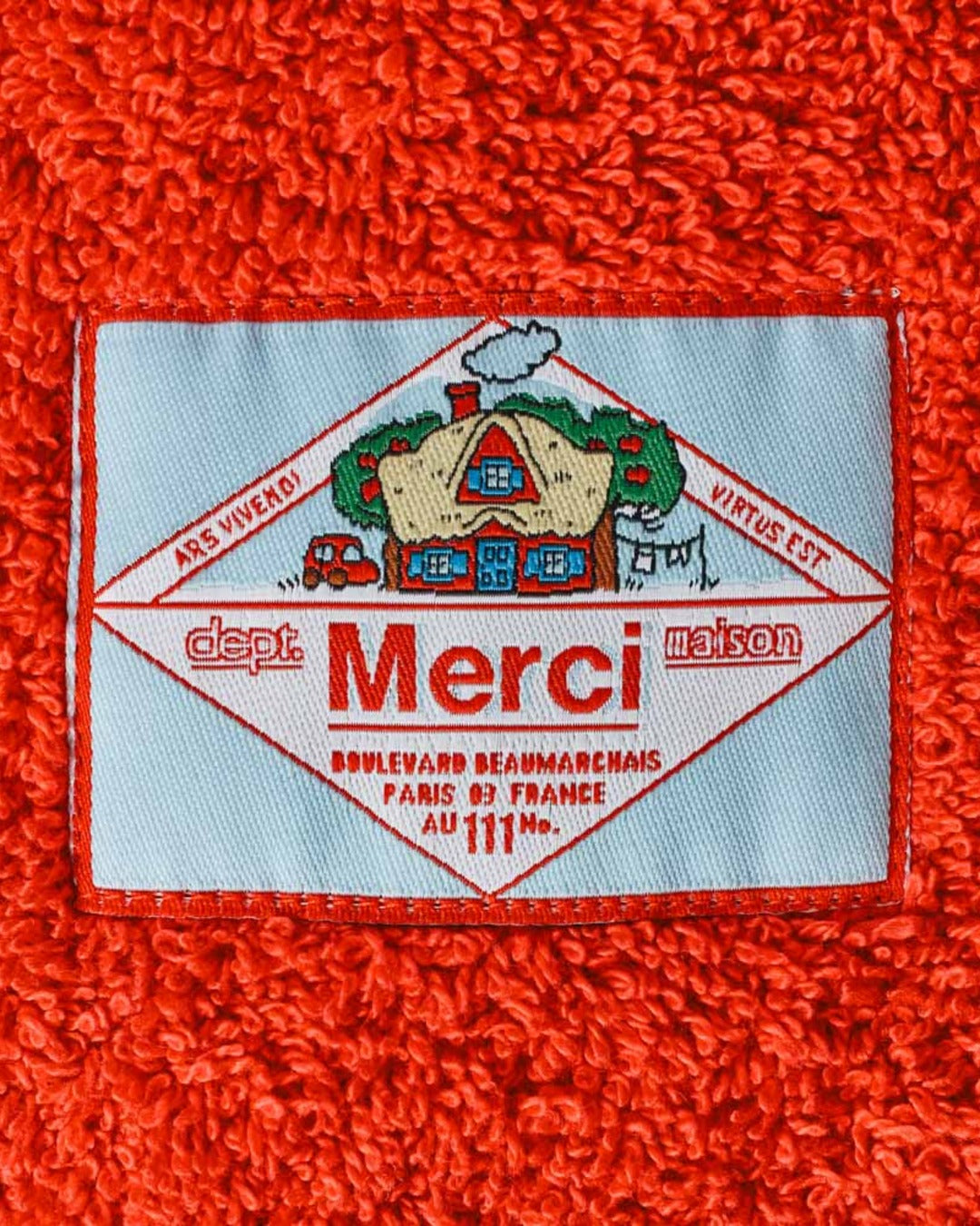 Merci - Serviette De Bain En Éponge - Rouge Soir