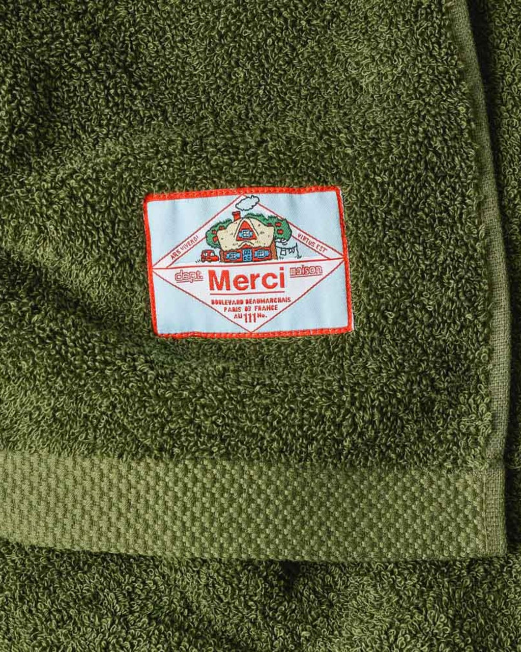Merci - Serviette De Bain En Éponge - Kaki Ombre