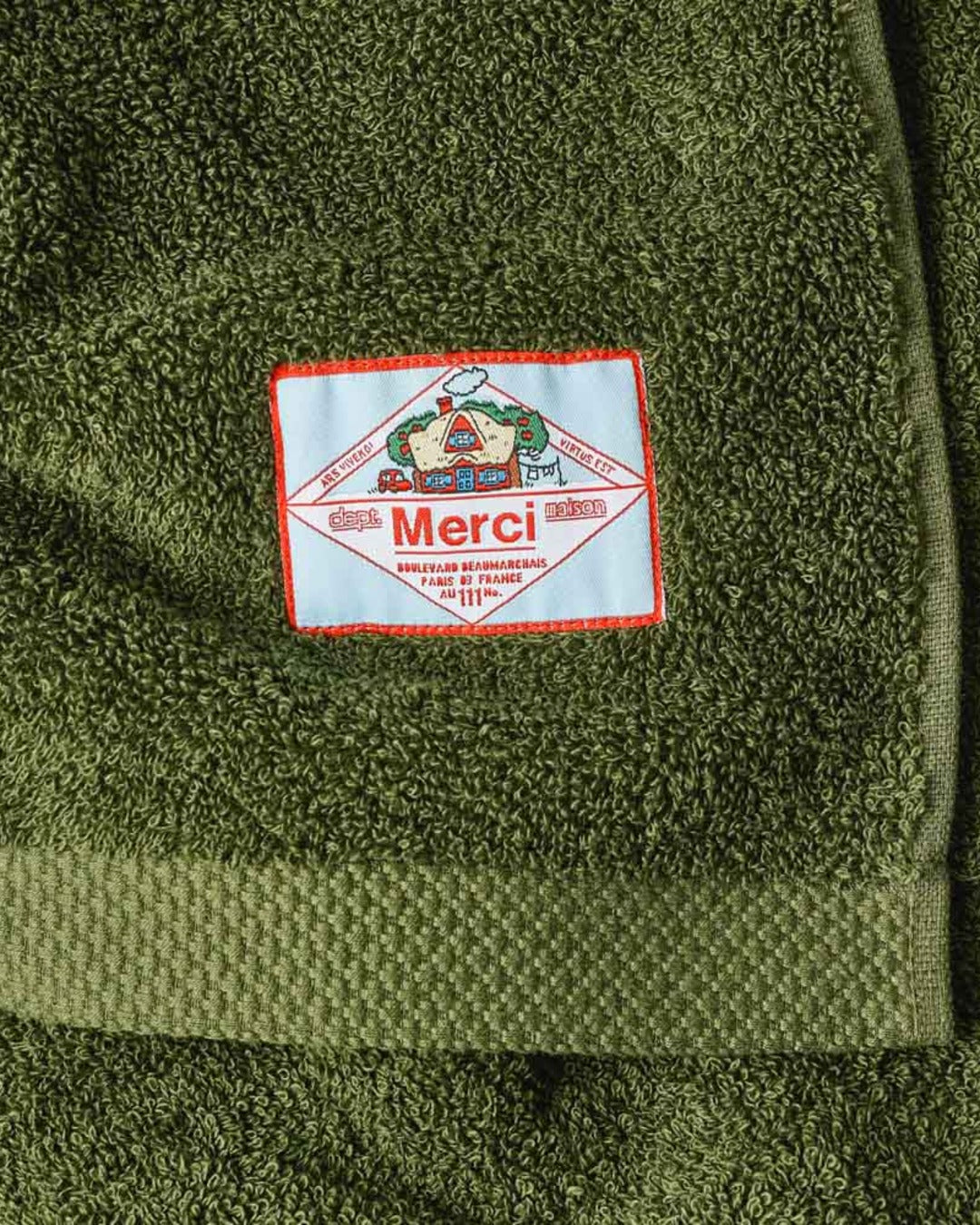 Merci - Serviette De Bain En Éponge - Kaki Ombre