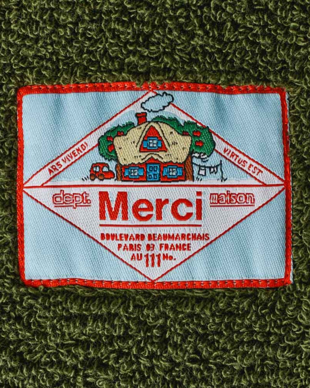 Merci - Serviette De Bain En Éponge - Kaki Ombre