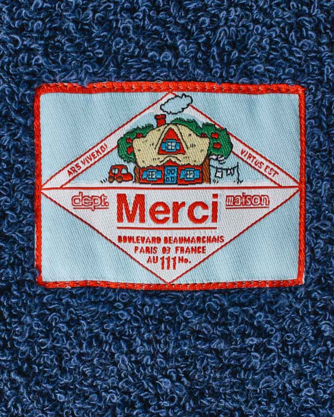 Merci - Serviette De Bain En Éponge - Bleu Nuit