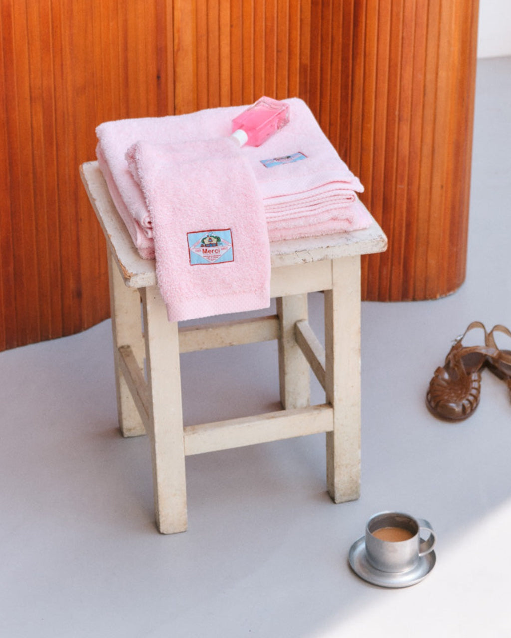 Merci - Serviette De Bain En Éponge - Rose Aube