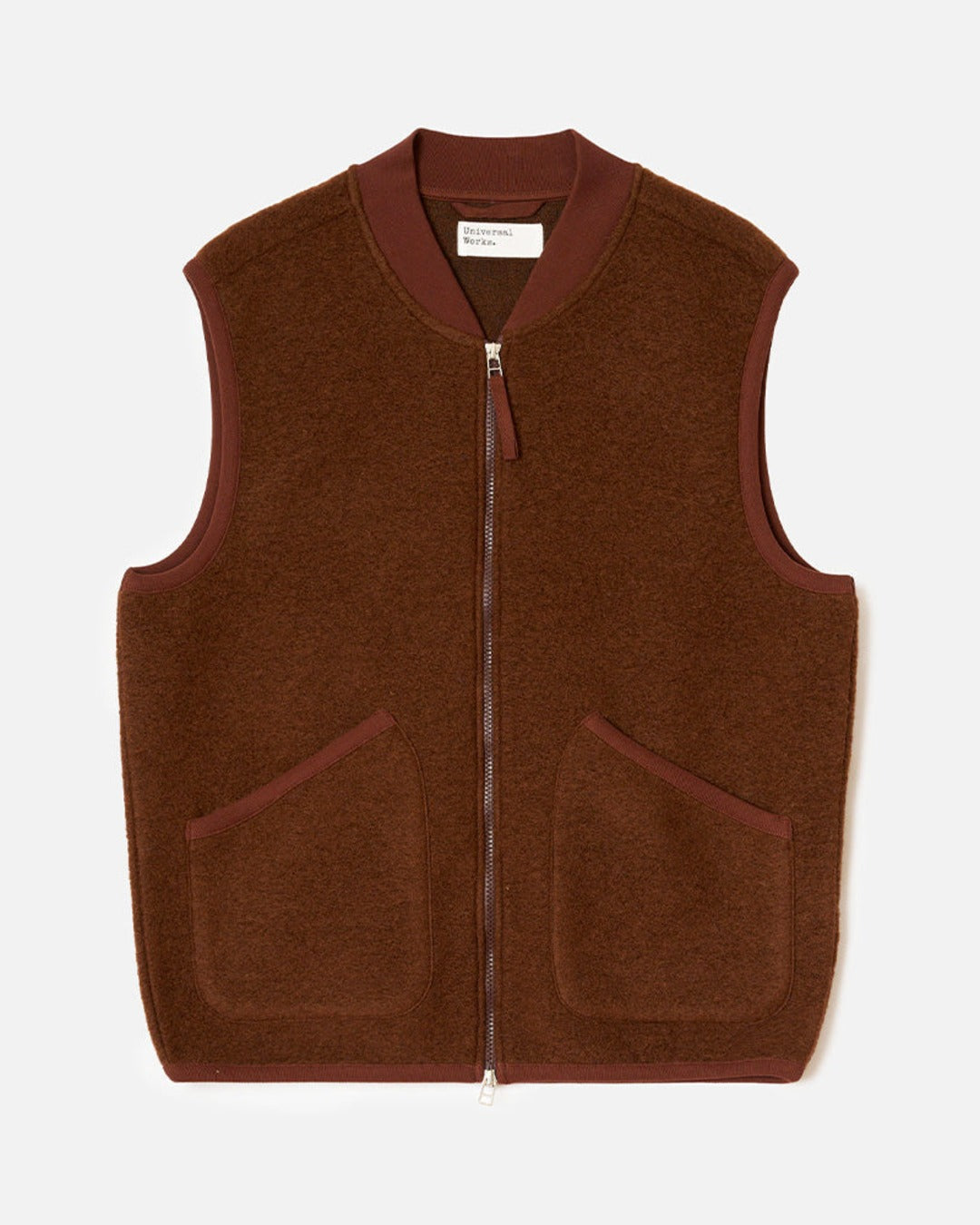 Universal Works - Gilet Sans Manches Zip - Cacao