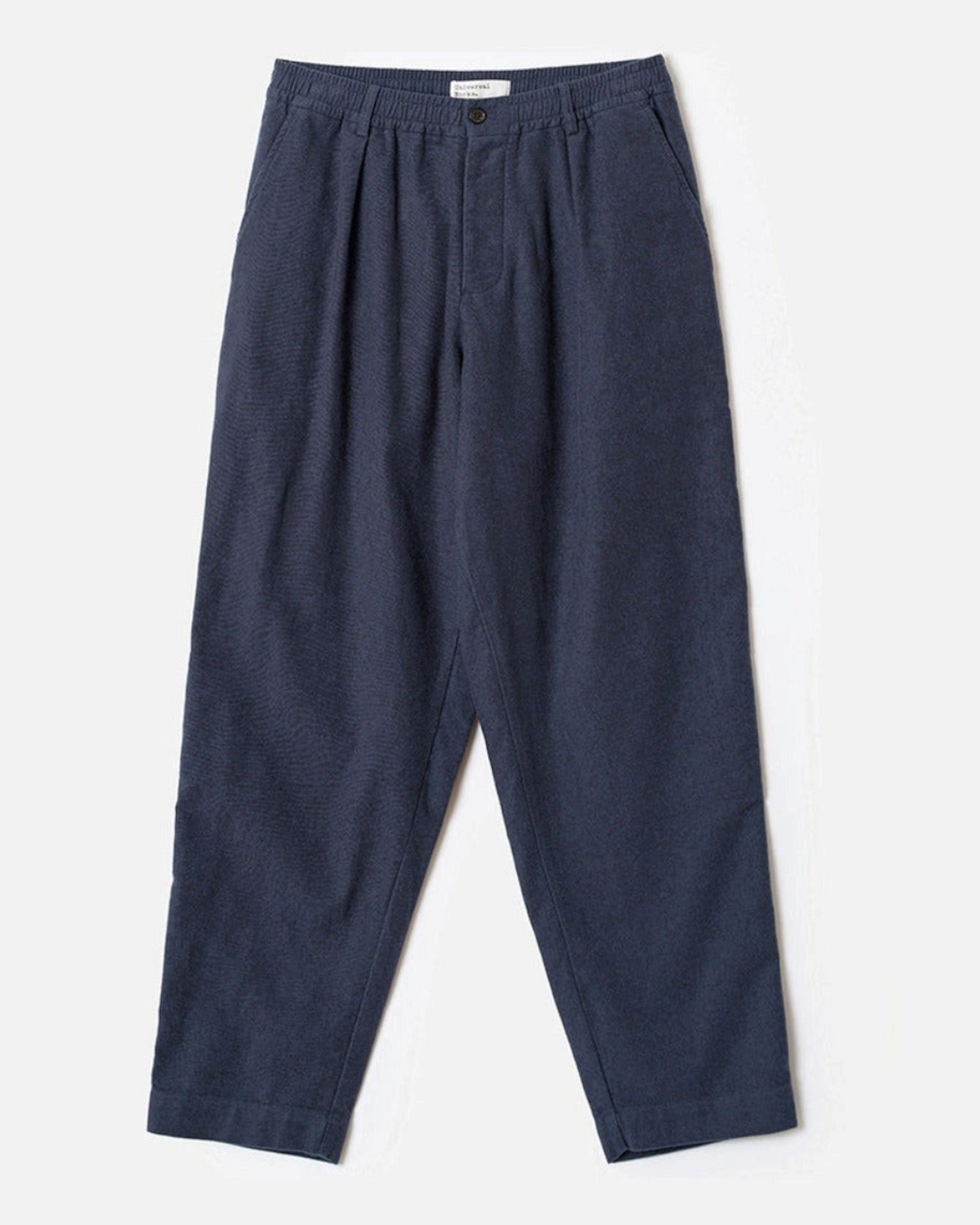 Pantalon Merci Paris Universal Works Oxford en toile de coton marine à coupe carotte et taille élastiquée