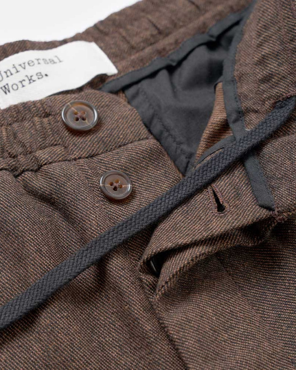 Universal Works - Pantalon Pleated Track Tweed - Marron