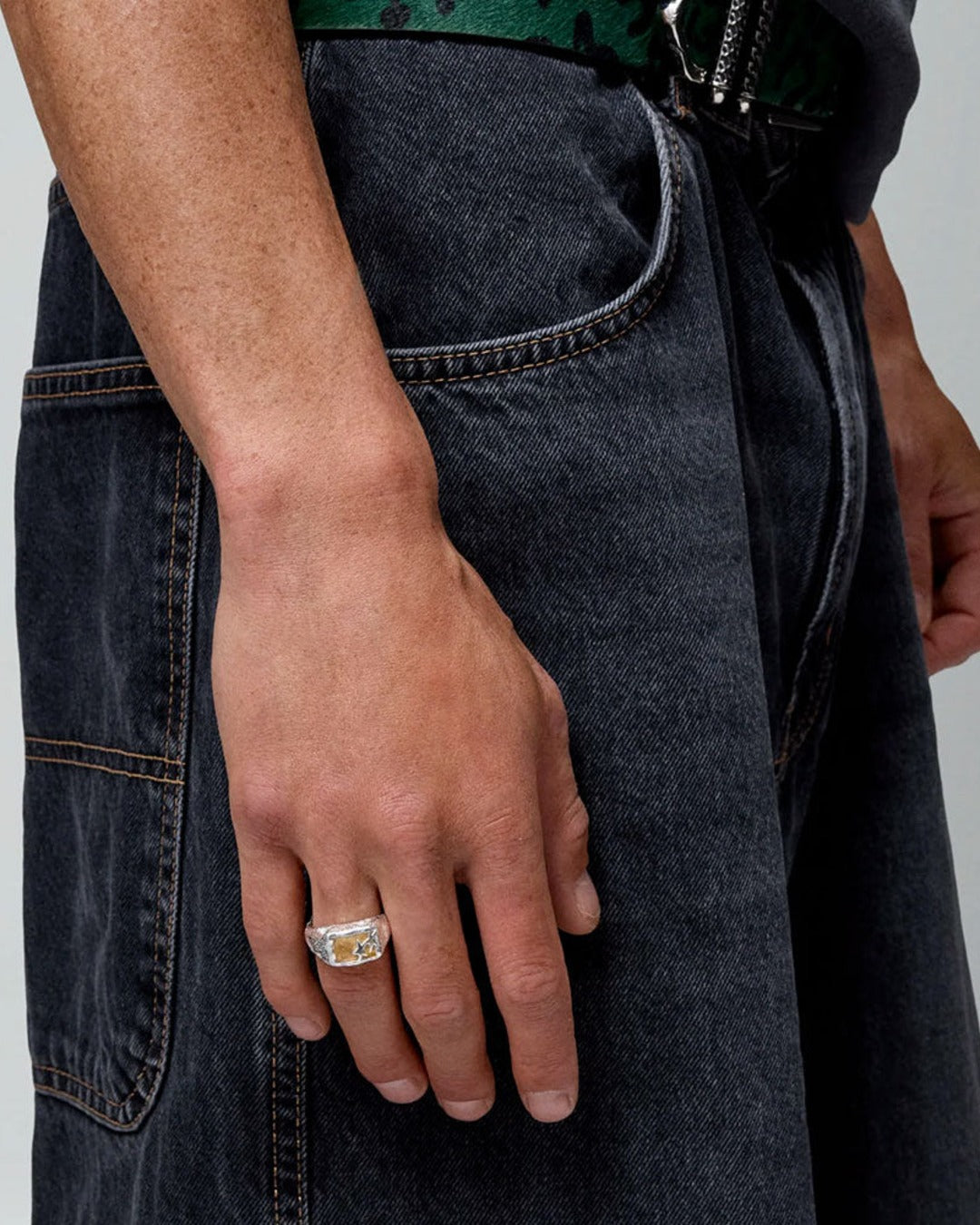 Two Jeys - Bague Yellow Baguette Stone - Argent