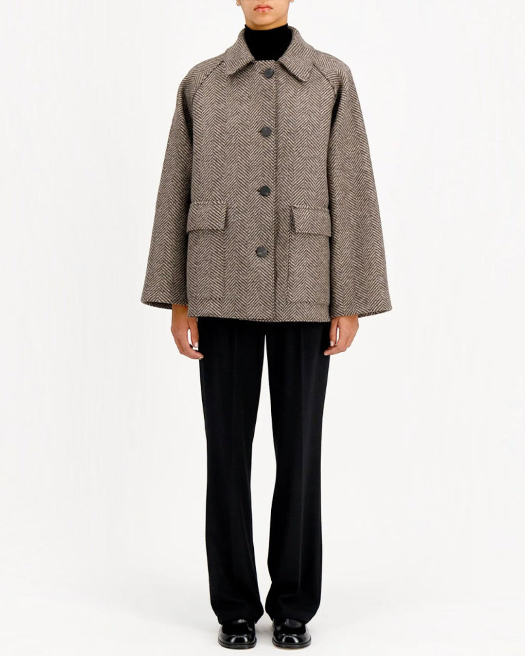 Harris Wharf London - Manteau Raglan - Crème & Marron