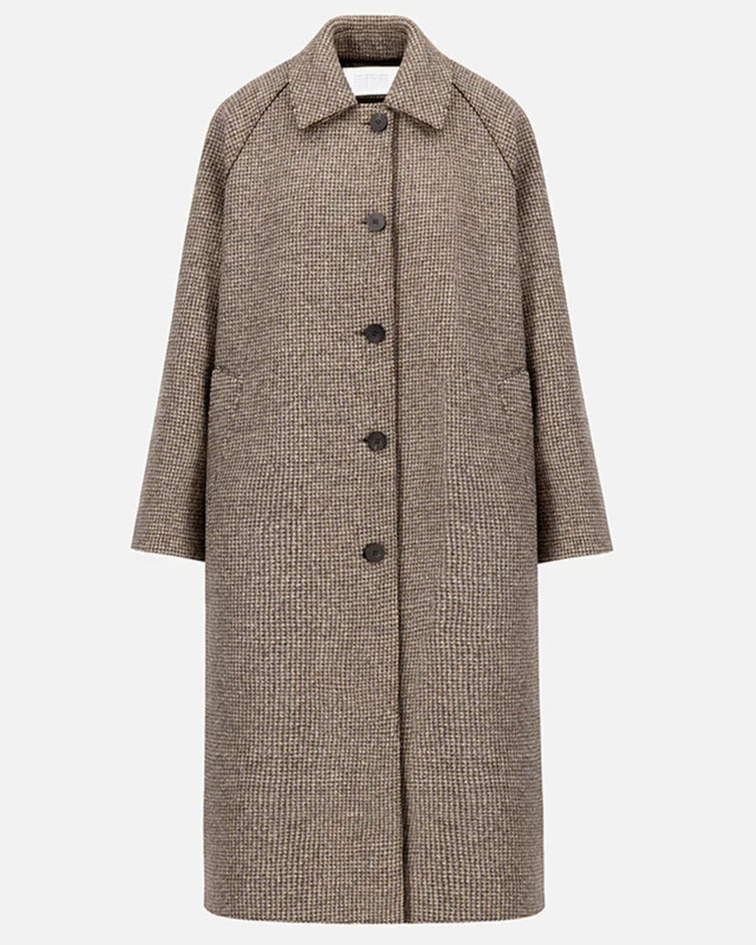 Harris Wharf London - Balmacaan Coat - Cream & Brown