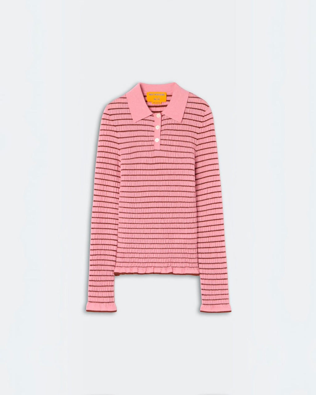 Guest In Residence - Smocked Shrunken Polo Shirt - Sprinkle & Burnt Sienna