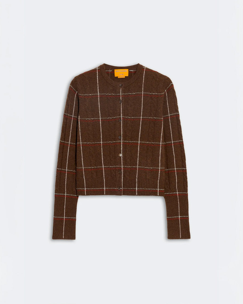 Guest In Residence - Jane Checker Cardigan - Burnt Cocoa & Carmine