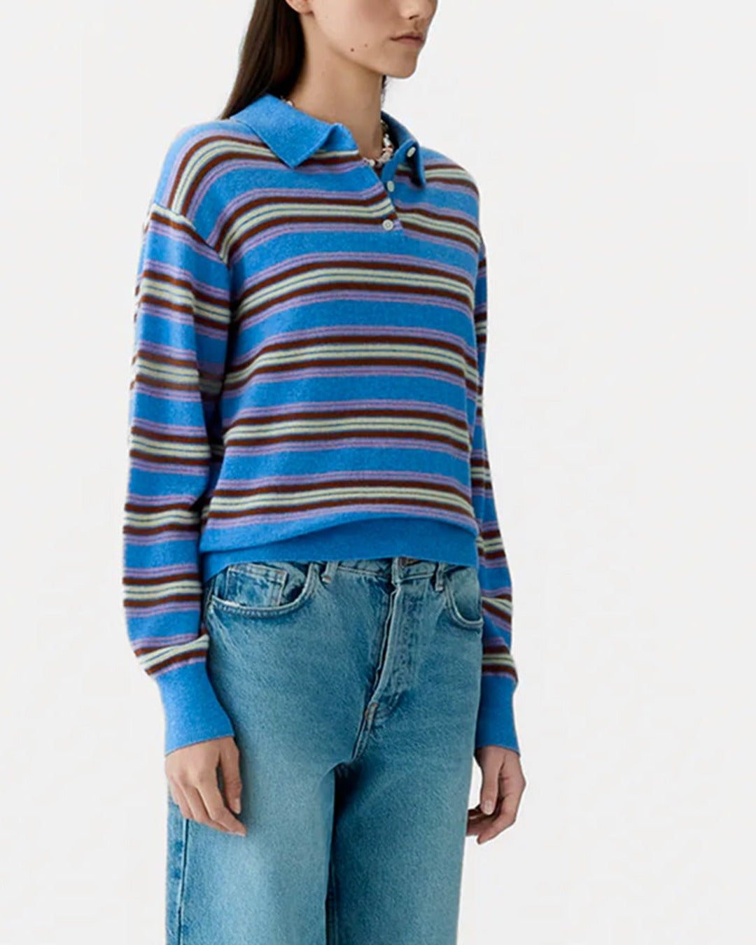 Guest In Residence - Collegiate Striped Polo - Delft Blue Combo