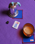 Merci - Set of 6 washed linen coasters - Cobalt Blue