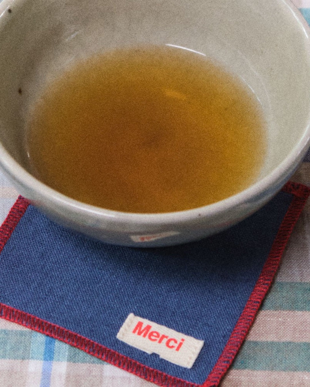 Merci - Ensemble De 6 Dessous De Verre En Lin Lavé - Bleu Pacifique