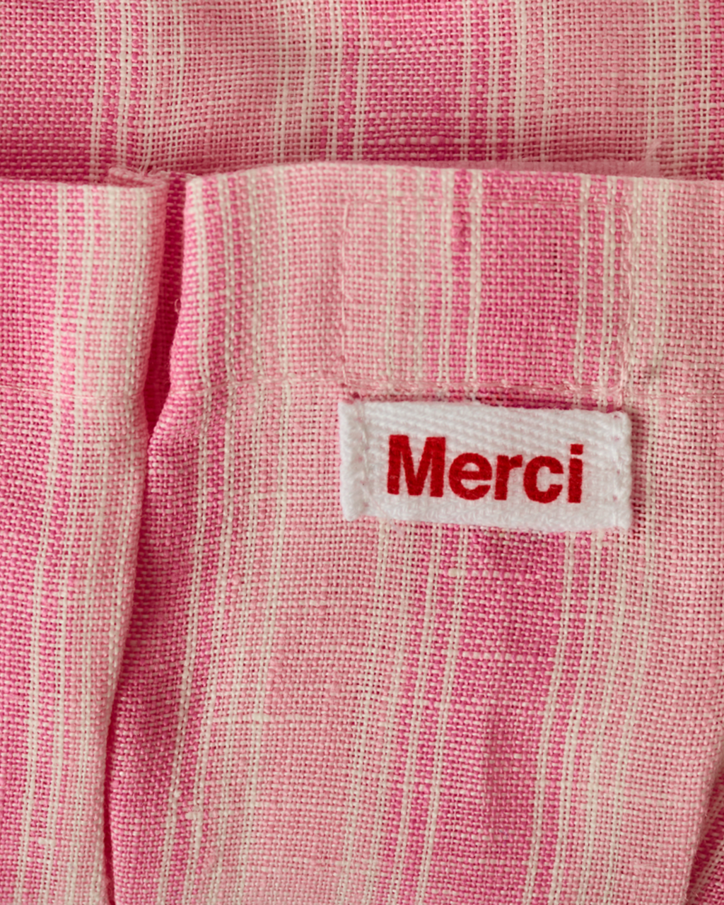 Merci - Trousse En Lin Lavé - Rayures Trame Rose