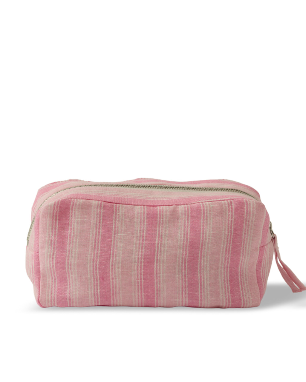 Merci - Trousse En Lin Lavé - Rayures Trame Rose