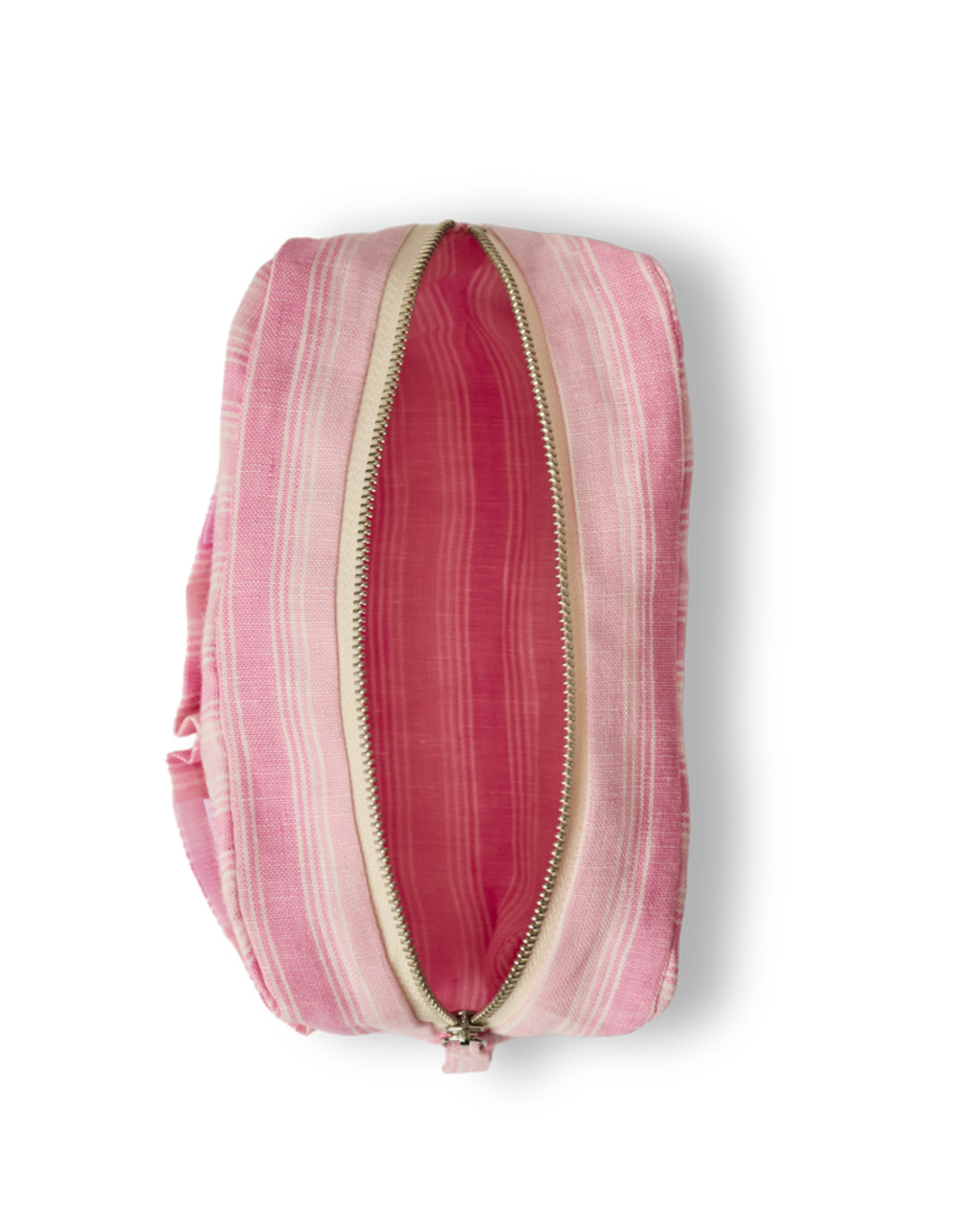 Merci - Trousse En Lin Lavé - Rayures Trame Rose