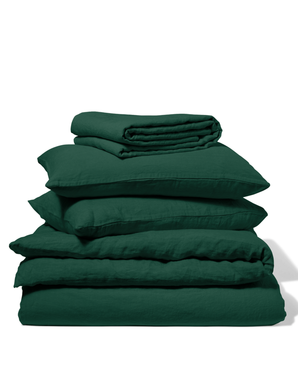 Merci - Drap Plat En Lin Lavé - Vert Séquoia