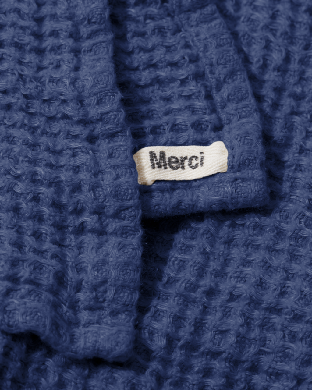 Merci - Serviette De Bain En Lin Waffle - Bleu Pacifique