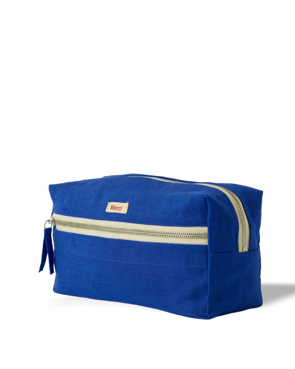 Merci - Trousse De Toilette En Lin Lavé - Bleu Cobalt 60