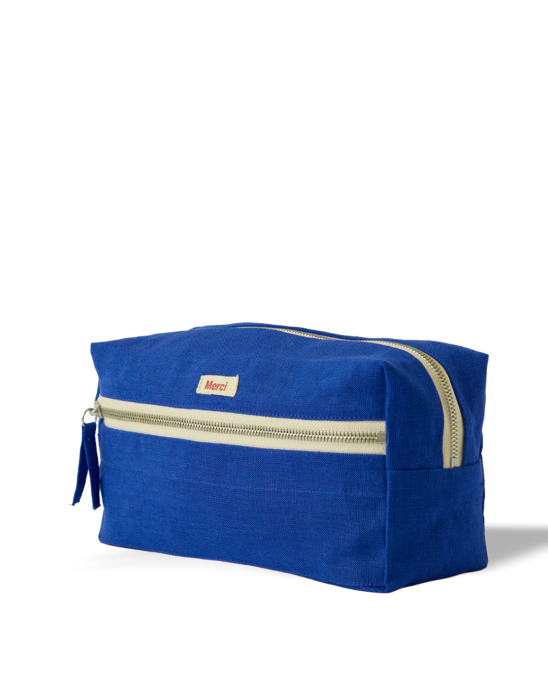 Merci - Trousse De Toilette En Lin Lavé - Bleu Cobalt 60