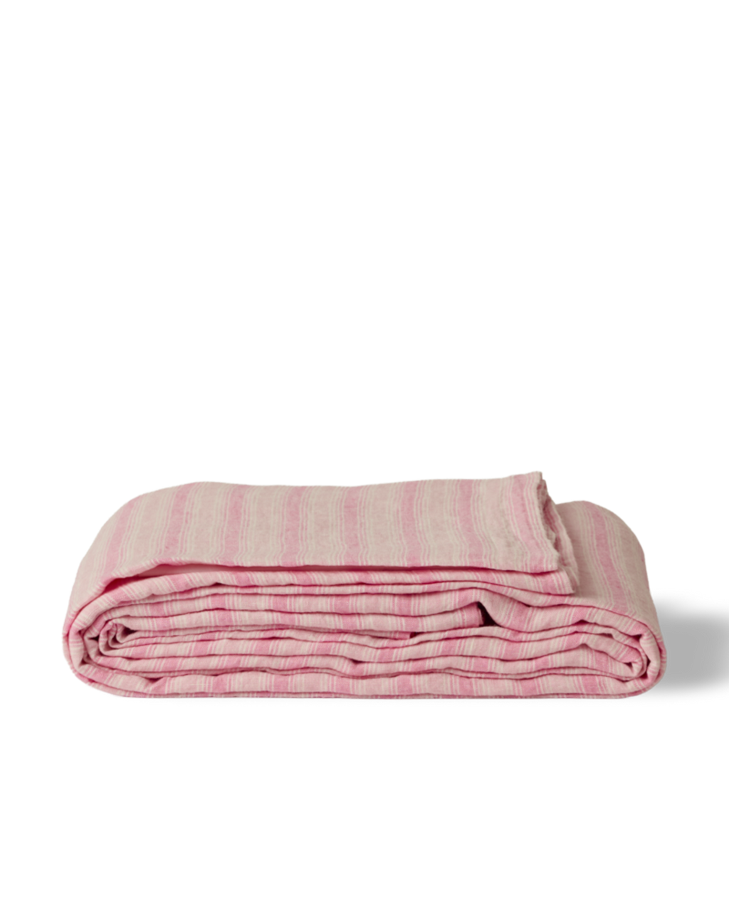 Merci - Washed linen flat sheet - Pink Weft Stripes