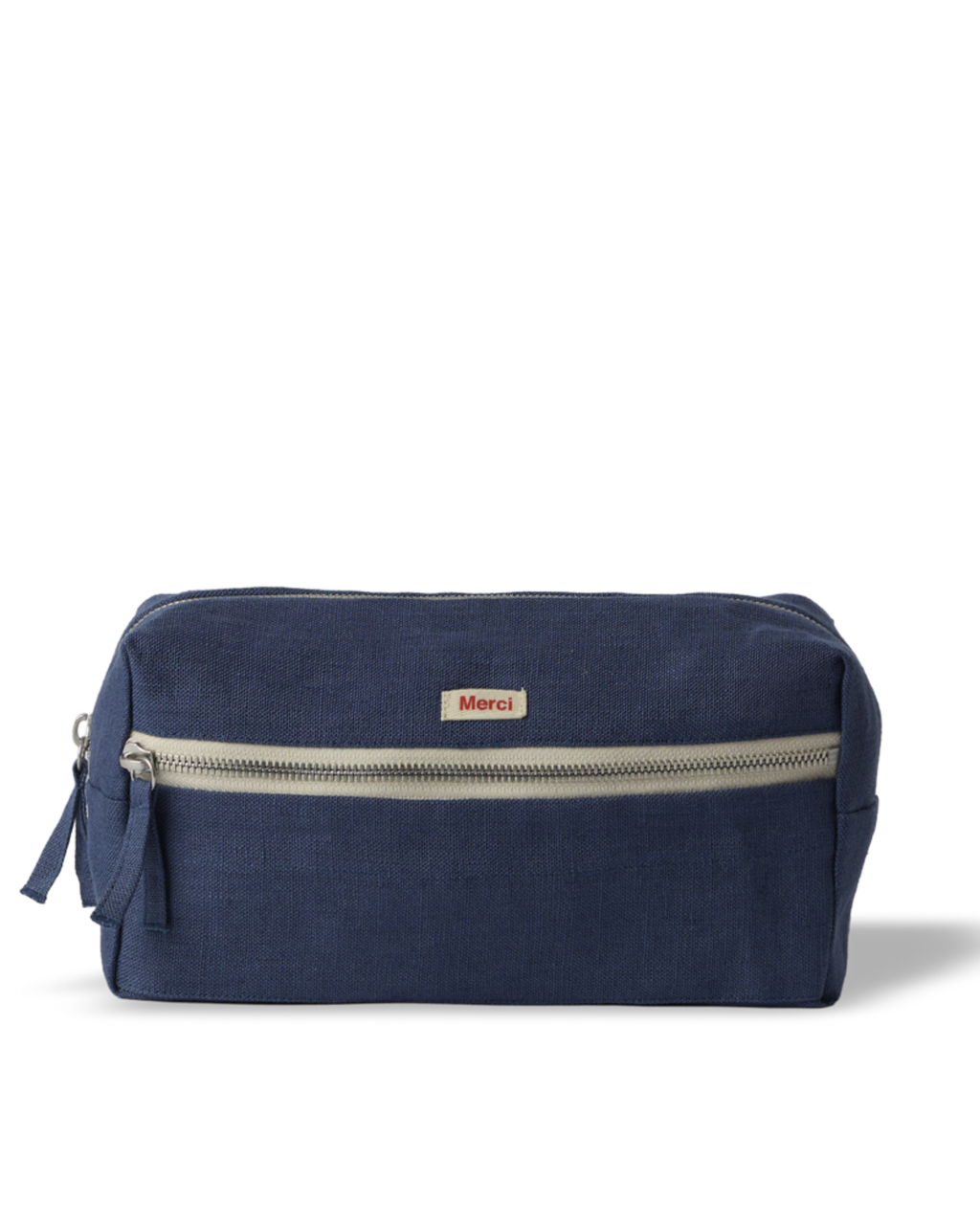 Merci - Washed linen toiletry bag - Blue Pacific