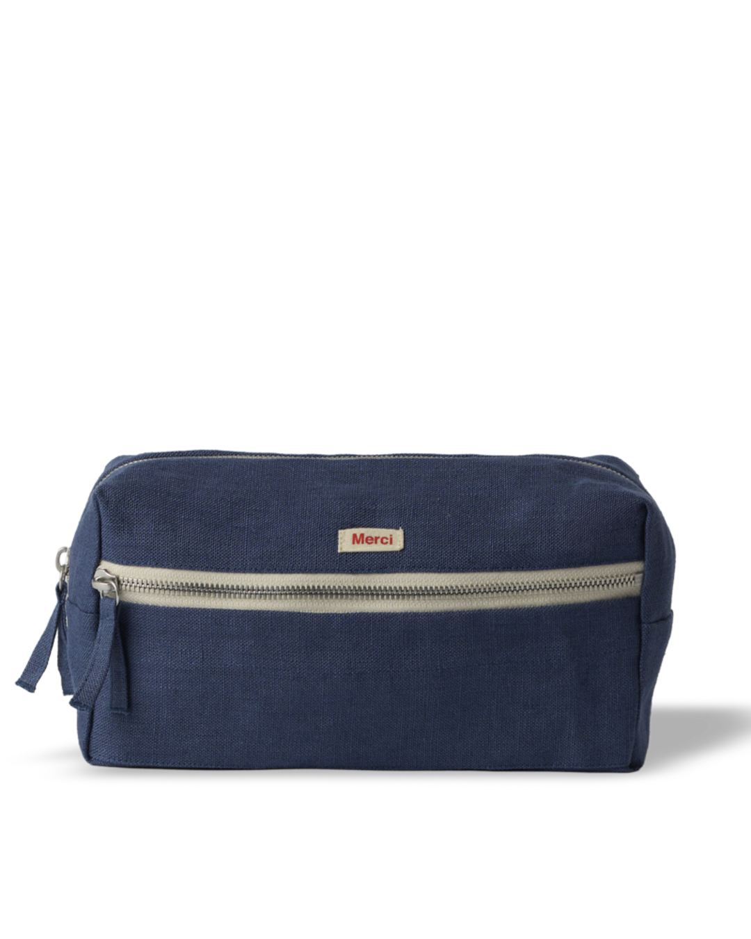 Merci - Washed linen toiletry bag - Blue Pacific