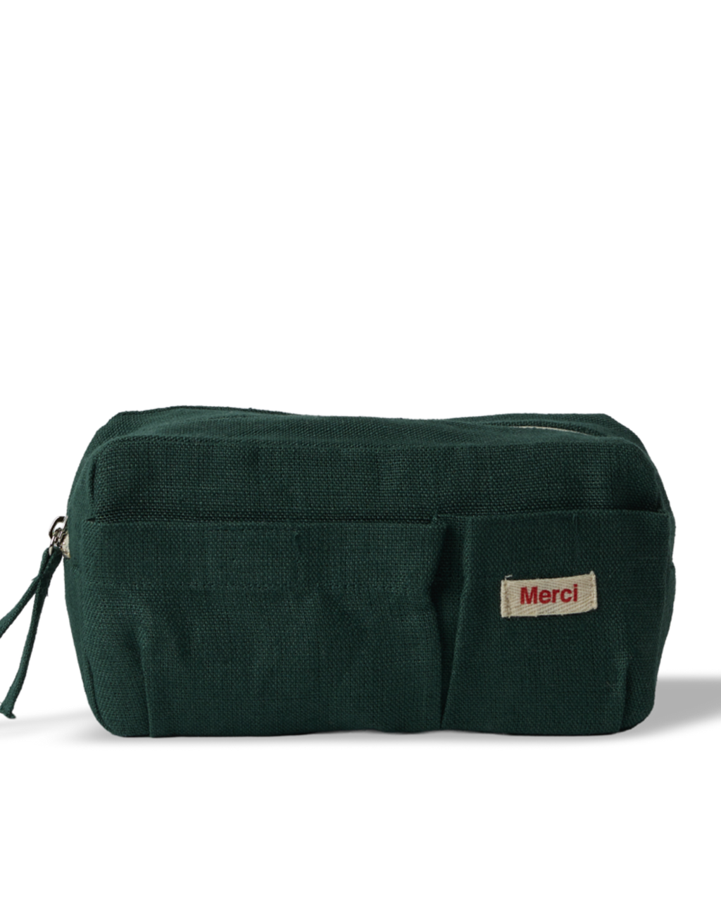 Merci - Trousse En Lin Lavé - Vert Séquoia