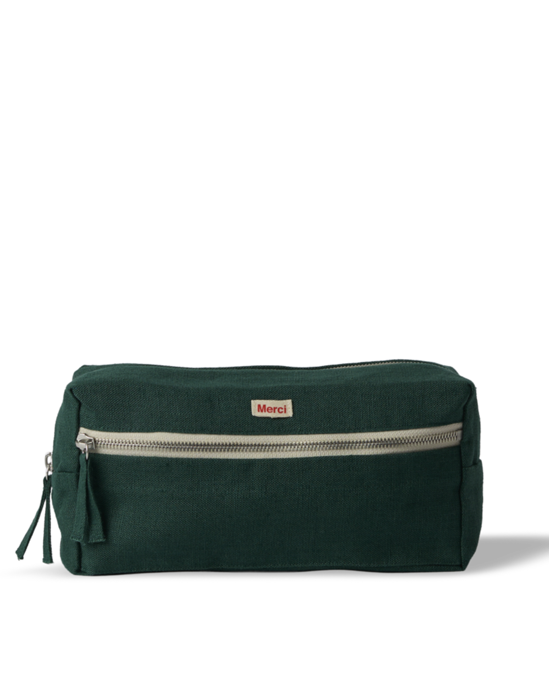 Merci - Trousse De Toilette En Lin Lavé - Vert Séquoia