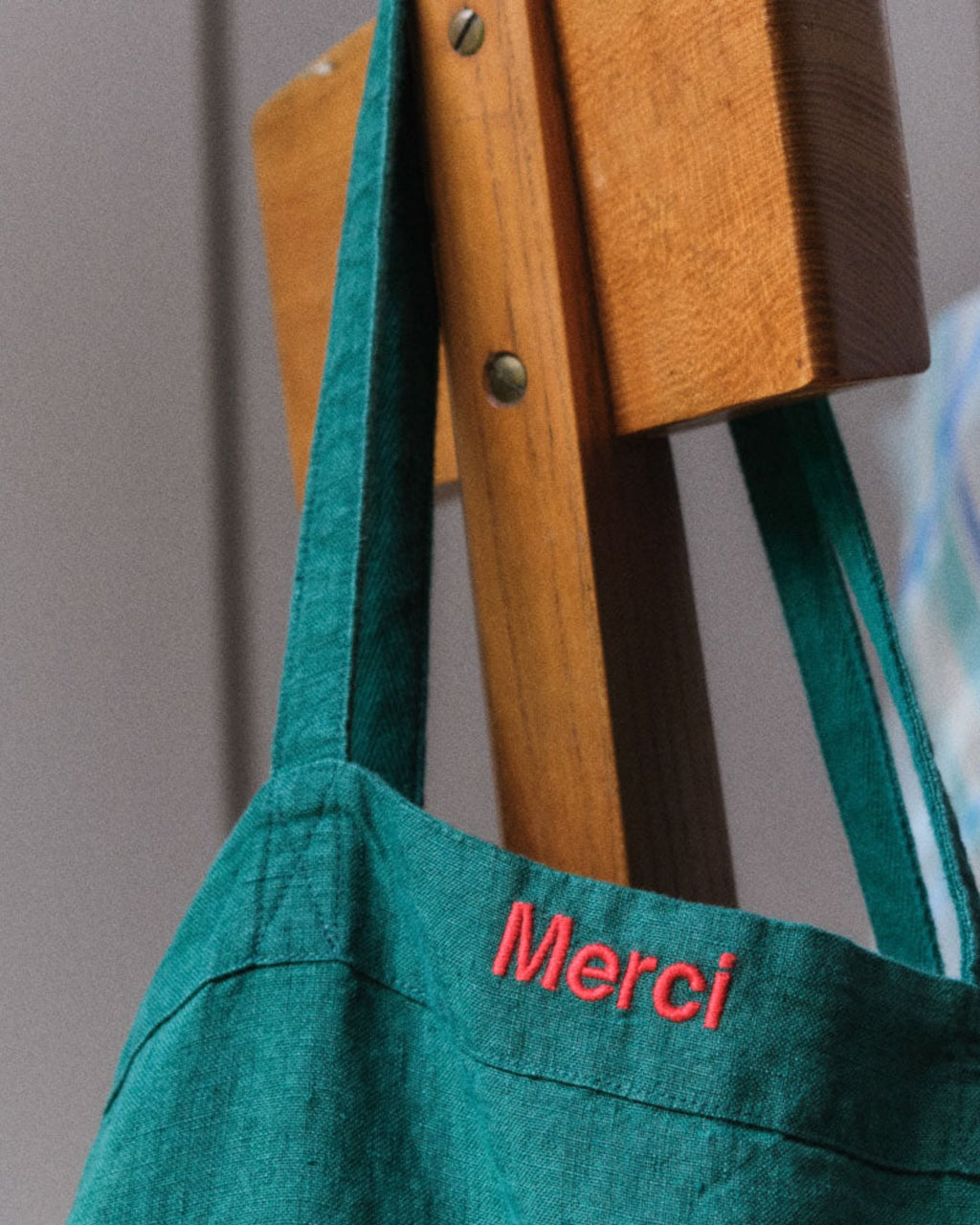 Merci - Cabas En Lin Lavé - Vert Séquoia