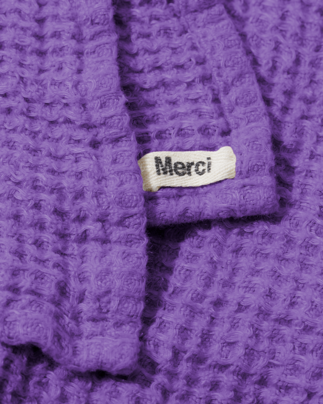 Merci - Serviette De Bain En Lin Waffle - Violet Orage