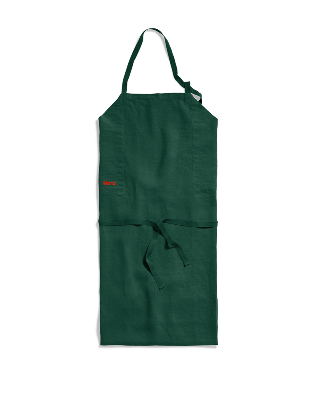 Merci - Washed linen apron - Sequoia Green