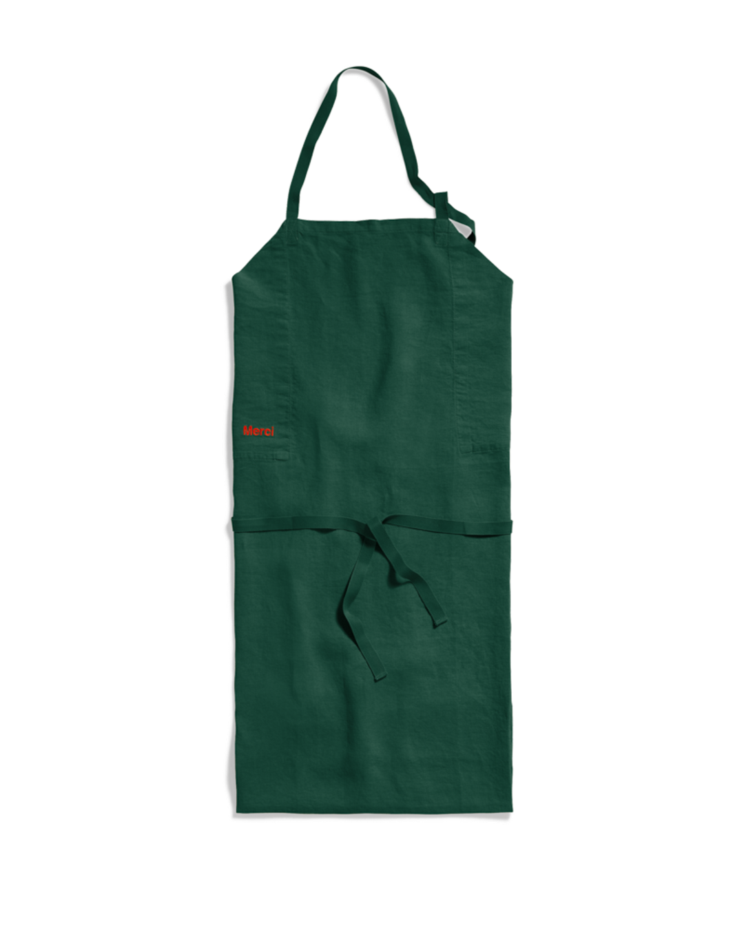 Merci - Washed linen apron - Sequoia Green