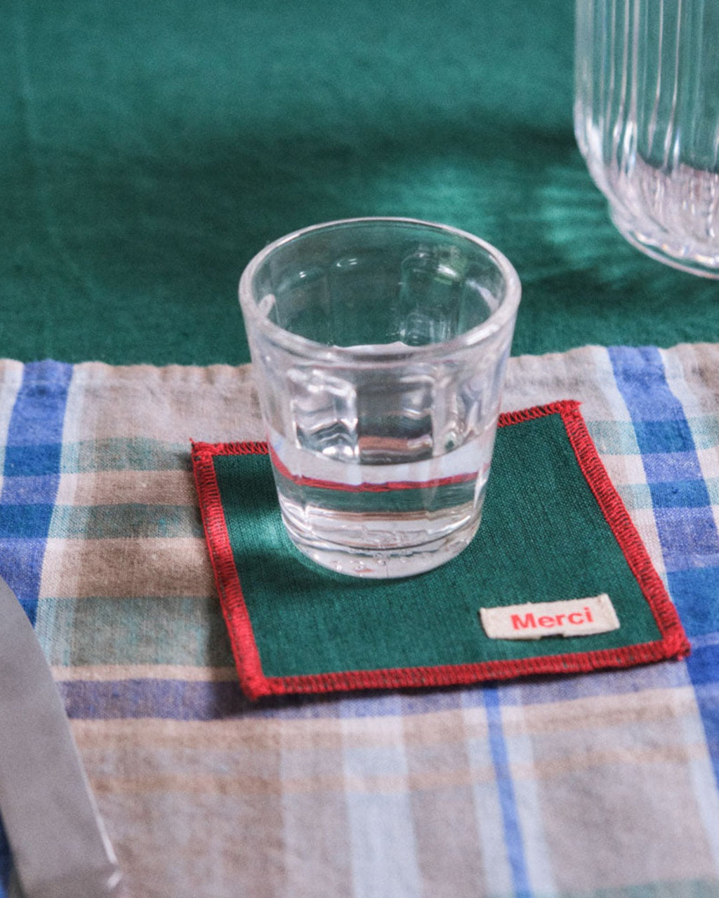 Merci - Ensemble De 6 Dessous De Verre En Lin Lavé - Vert Séquoia