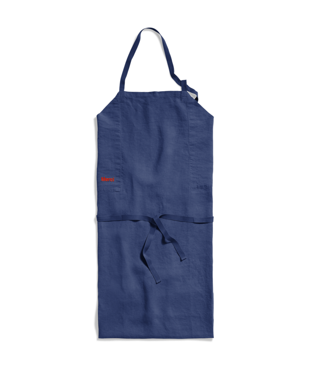 Merci - Washed linen apron - Blue Pacific