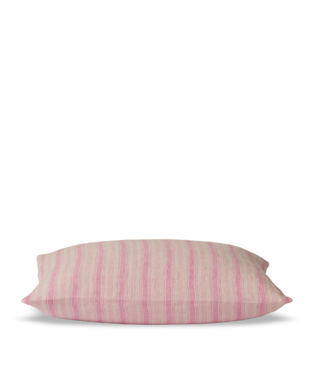 Merci - Taie D'Oreiller En Lin Lavé - Rayures Trame Rose