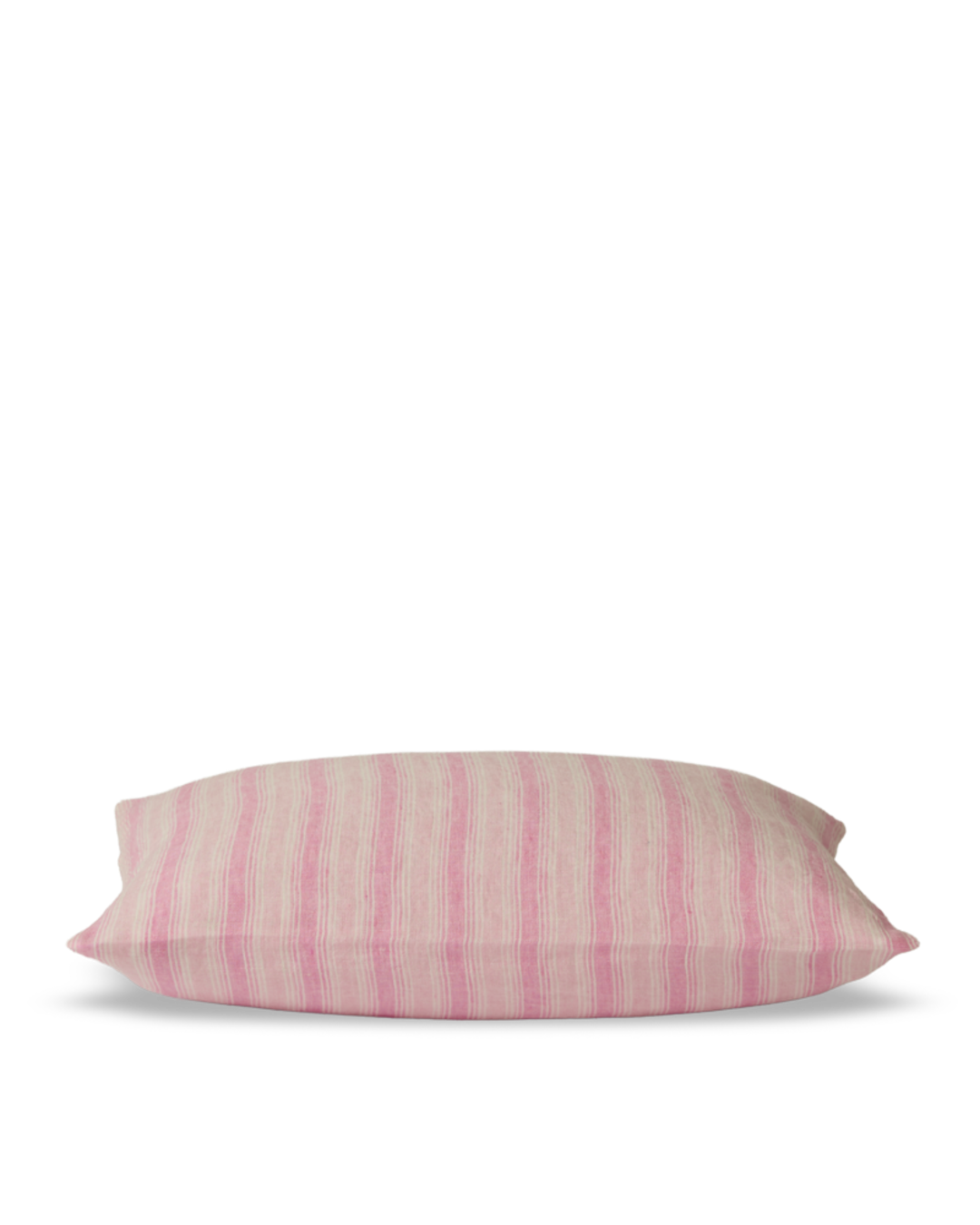 Merci - Taie D'Oreiller En Lin Lavé - Rayures Trame Rose